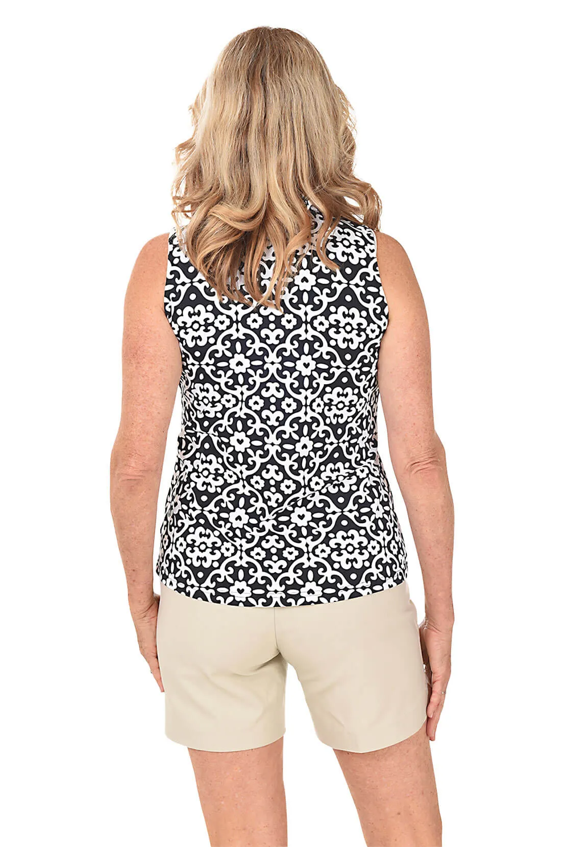 Heart Damask UPF50+ Ruffle Sleeveless Top