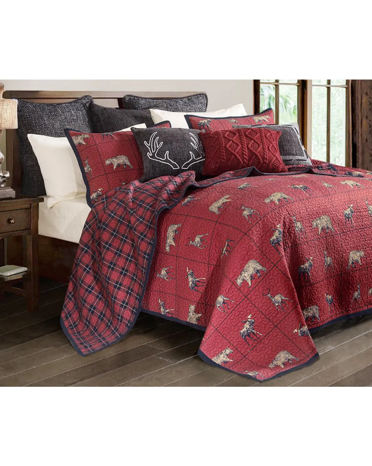 HiEnd Accents 3 Piece Woodland Plaid Quilt Set - Full/Queen