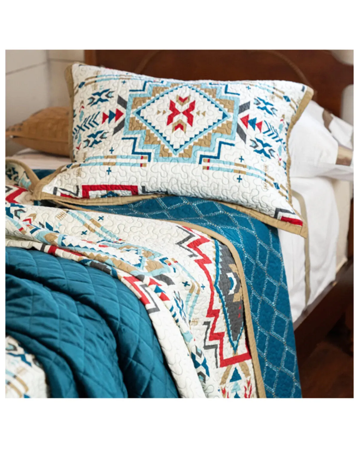 HiEnd Accents Teal Spirit Valley 3-Piece Full/Queen Quilt Set