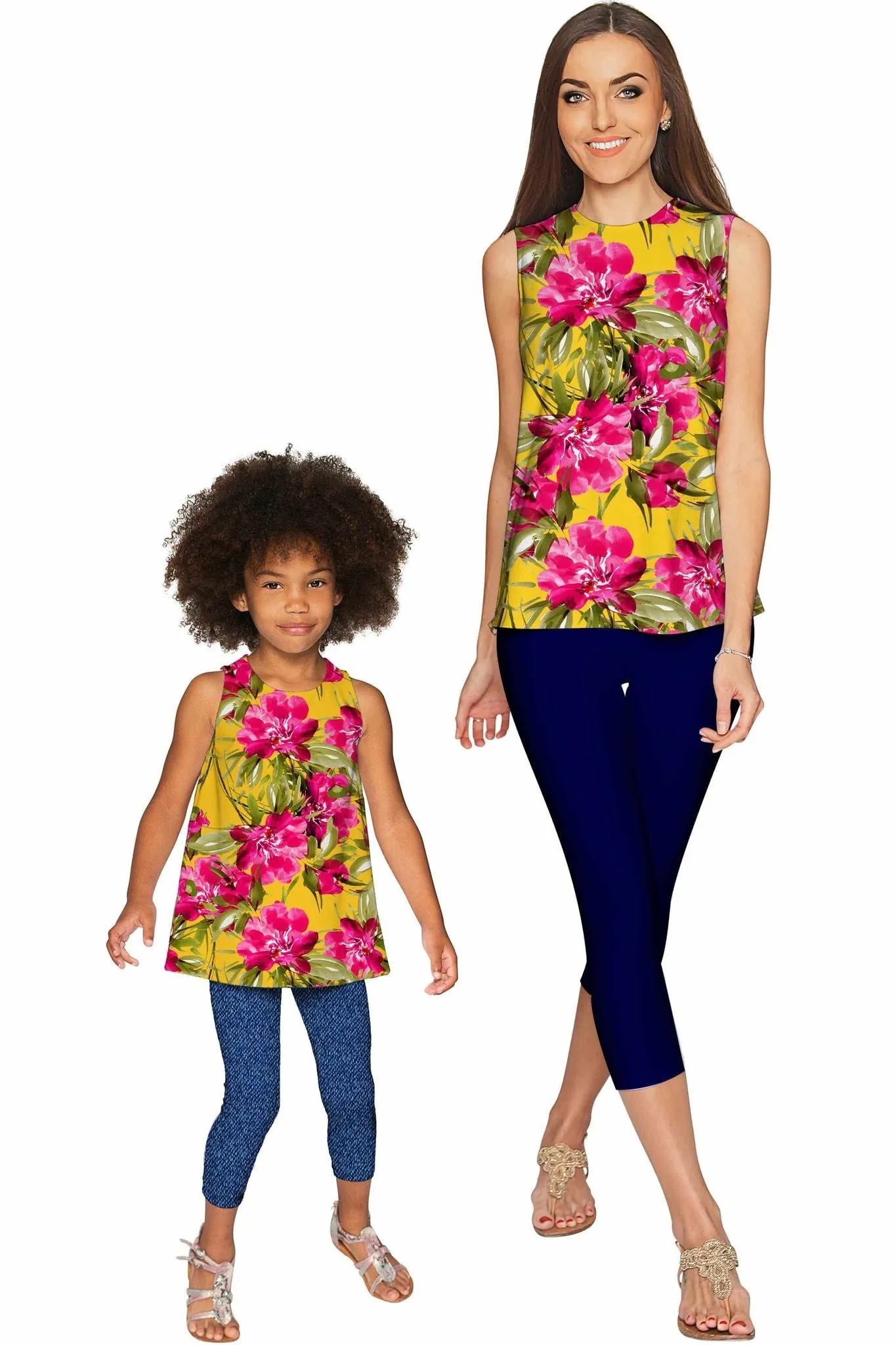 Indian Summer Emily Floral Print Sleeveless Dressy Top - Girls