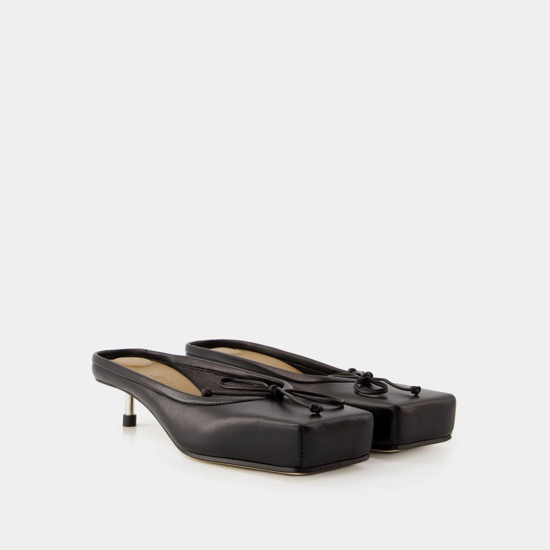 Jacquemus  Ballerina Heeled Mules - Jacquemus - Leather - Black