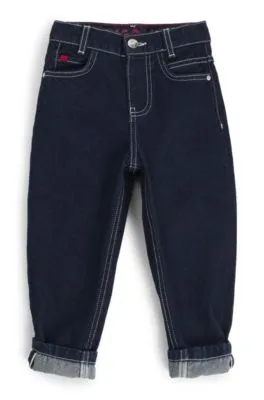 Kids' loose-fit jeans in blue rinse-washed denim