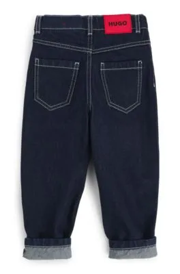 Kids' loose-fit jeans in blue rinse-washed denim