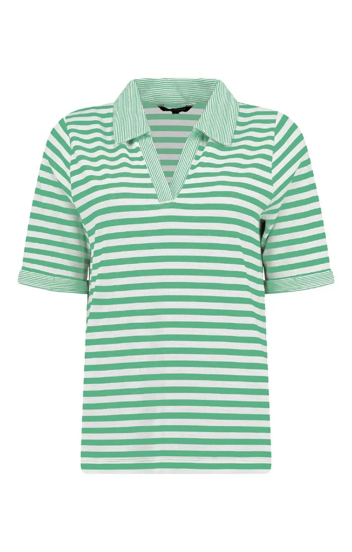 Ladies Contrast Stripe Polo Tee