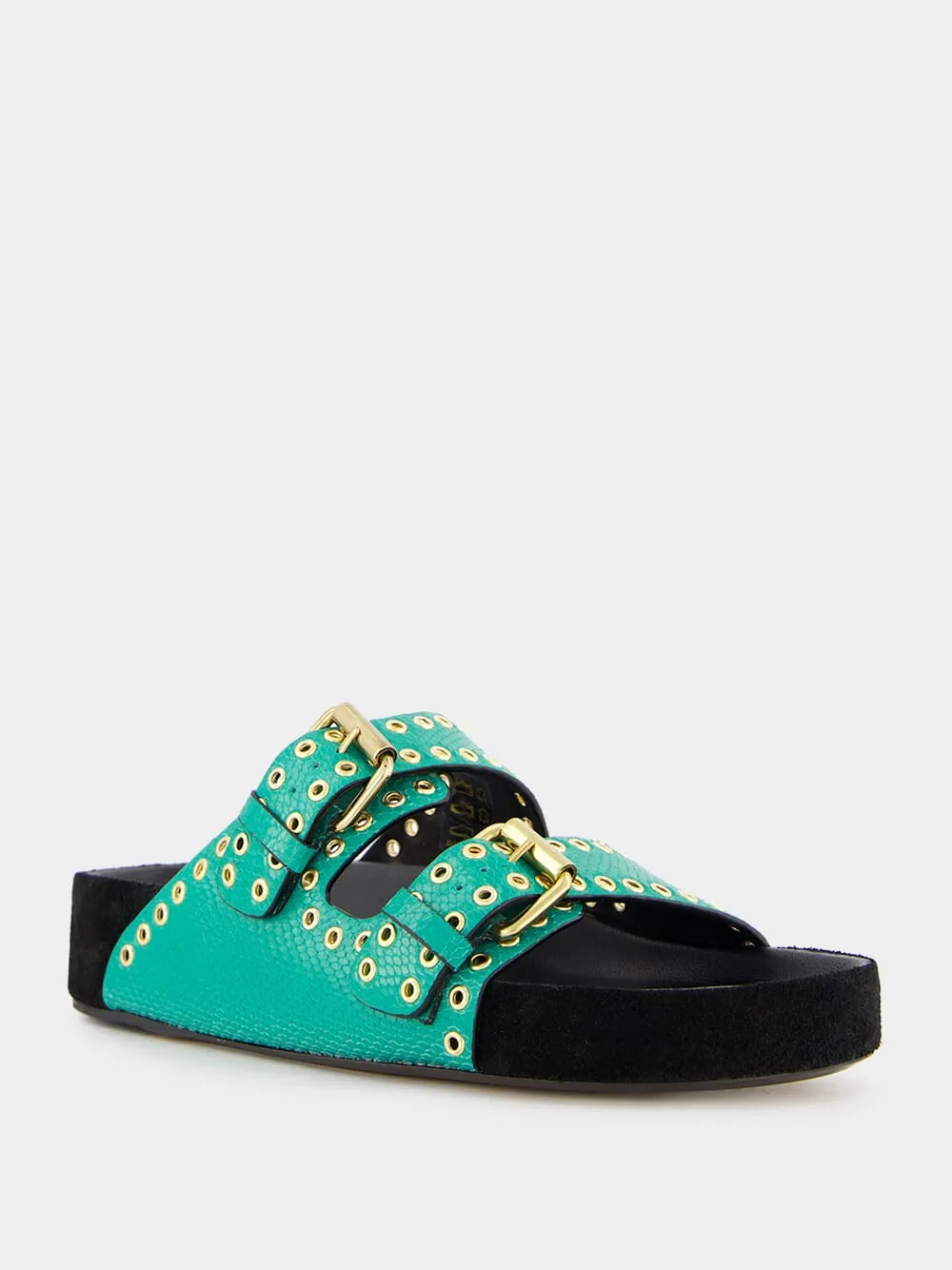 Lennyo Embellished Green Sandals