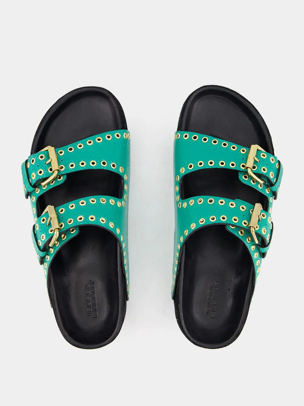 Lennyo Embellished Green Sandals