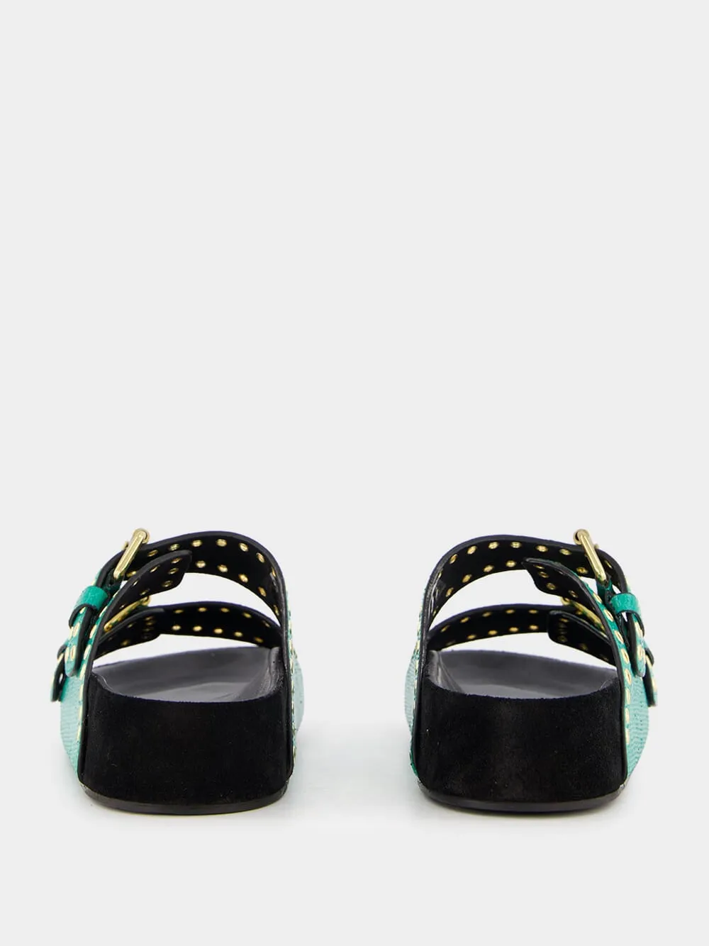 Lennyo Embellished Green Sandals