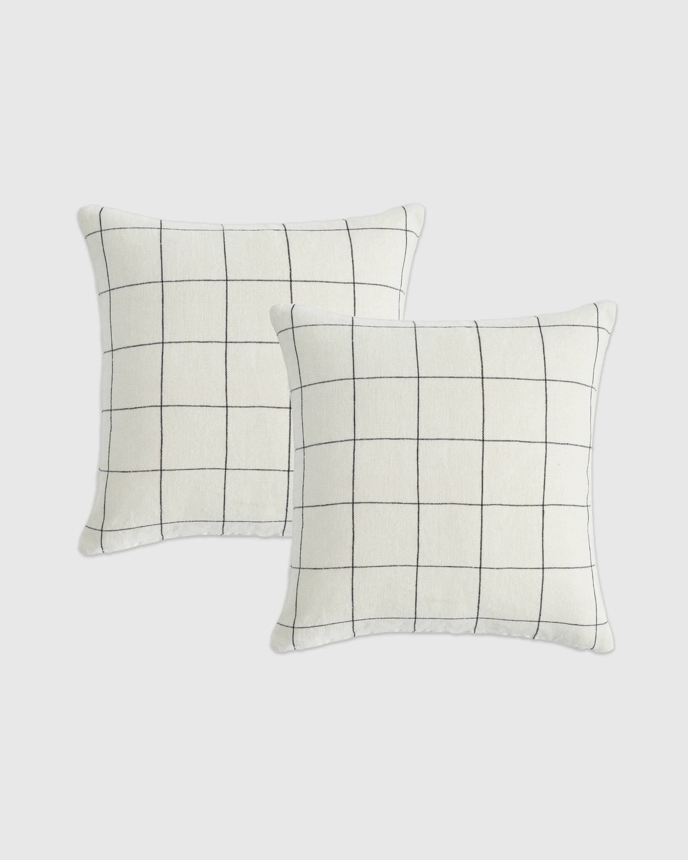 Linen Grid Pillow Cover - Set of 2