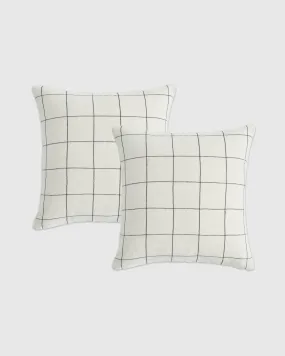 Linen Grid Pillow Cover - Set of 2