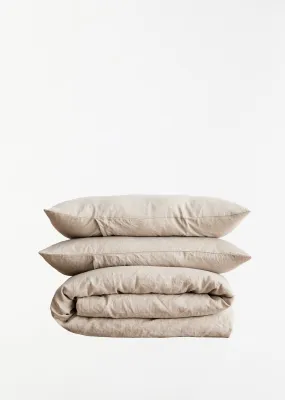 Linen Queen Duvet Cover Set - Natural