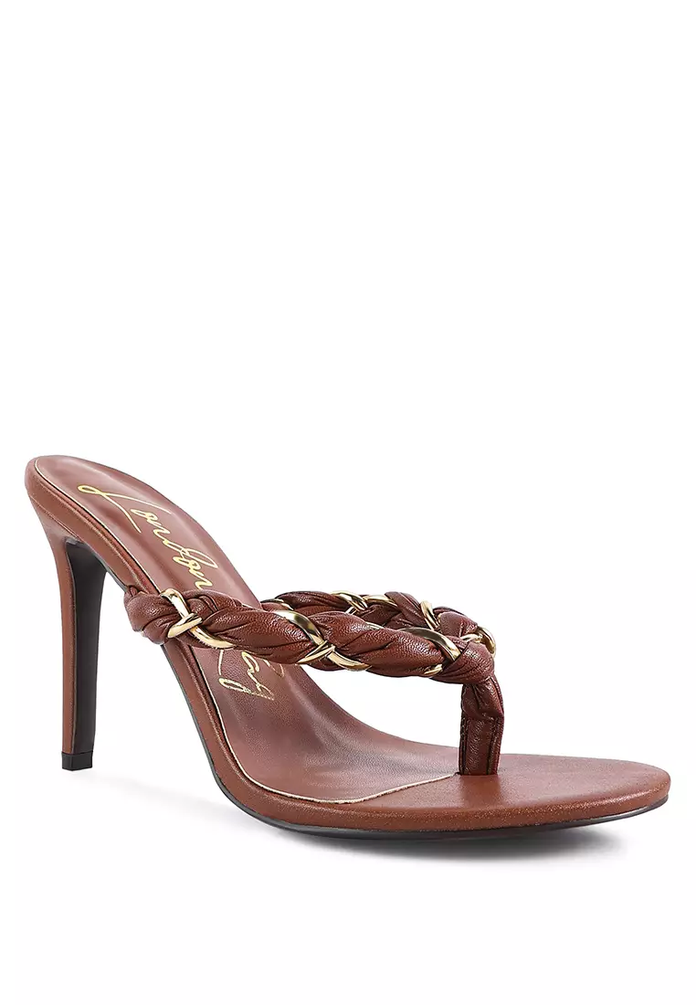 London Rag Mocca Braided With Gold Accent Flip-Flop Mules