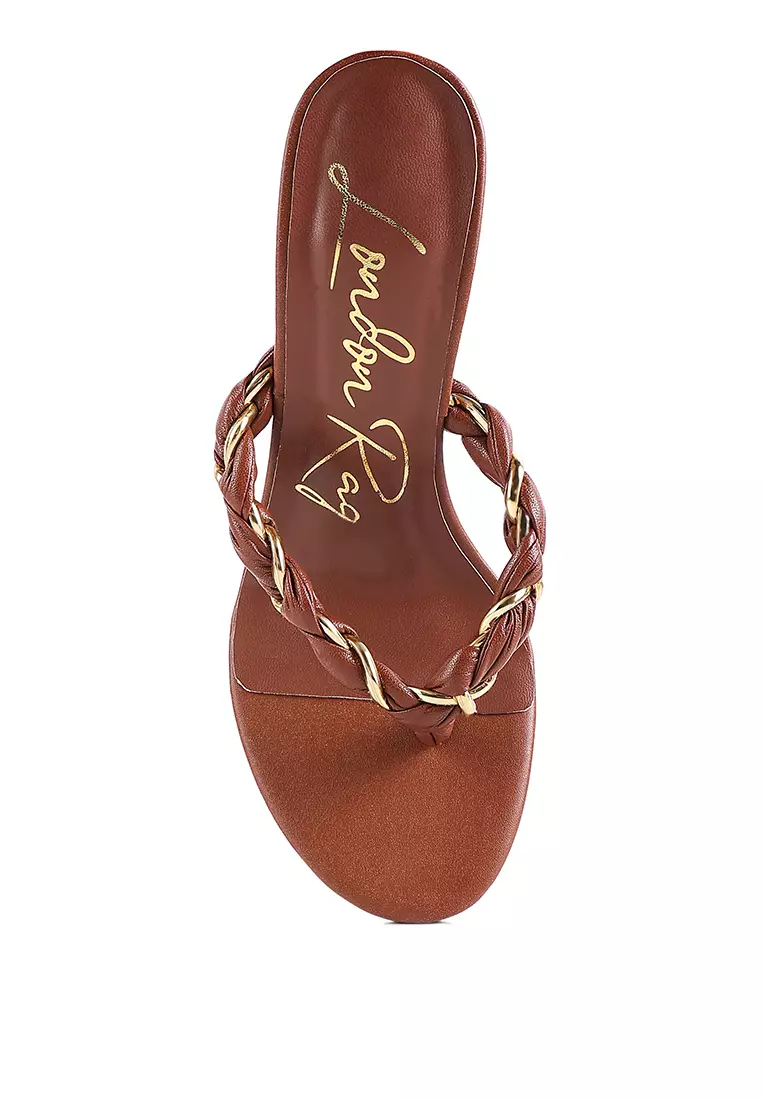 London Rag Mocca Braided With Gold Accent Flip-Flop Mules