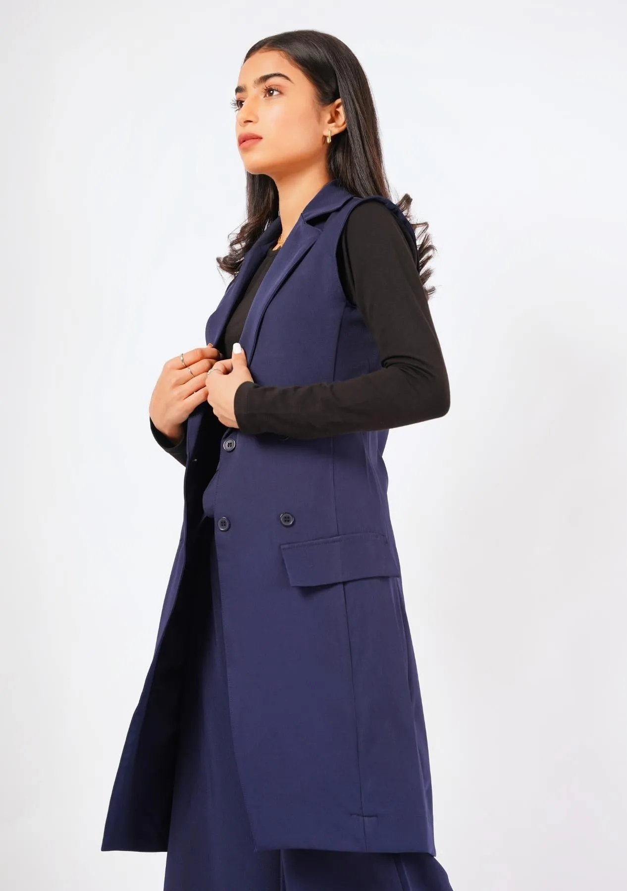 Long Vest - navy blue