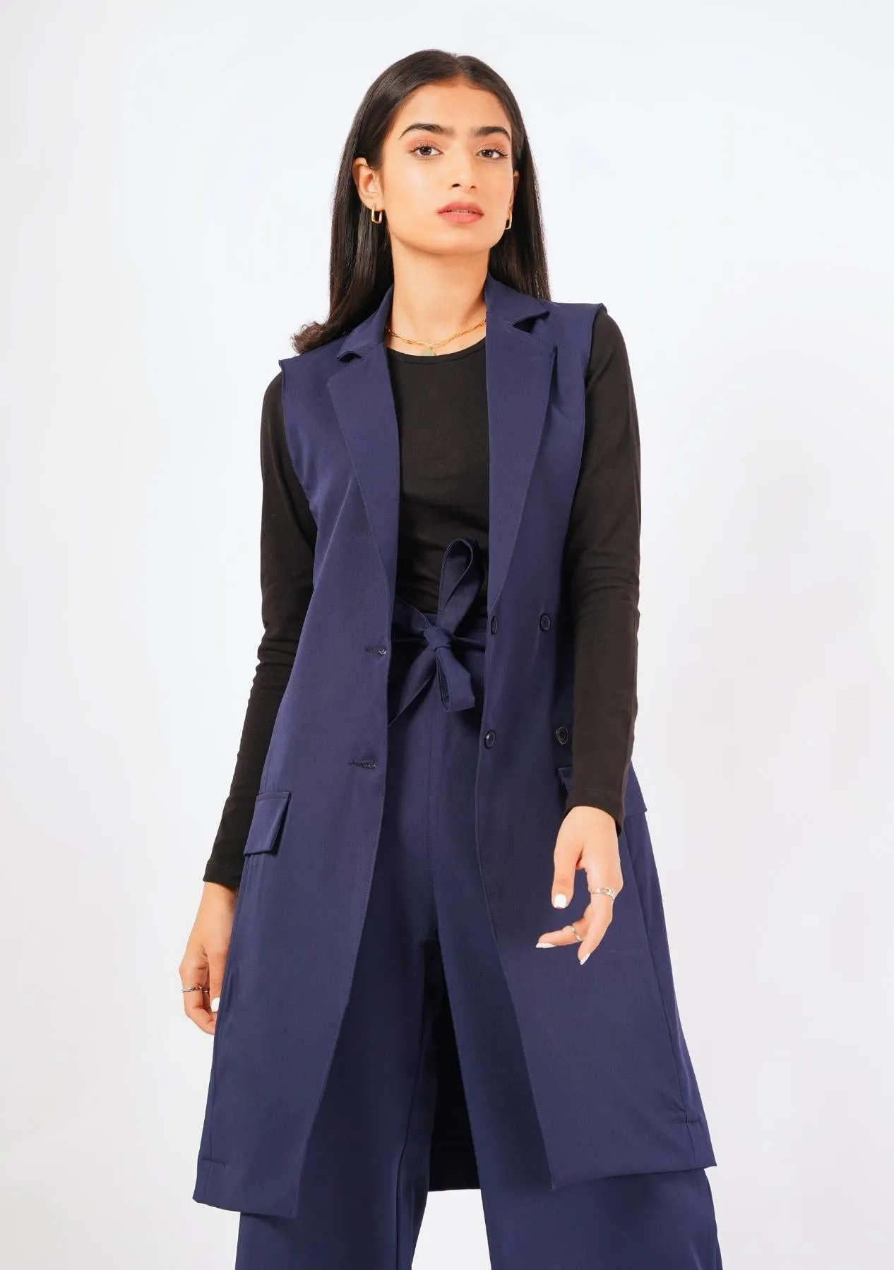 Long Vest - navy blue