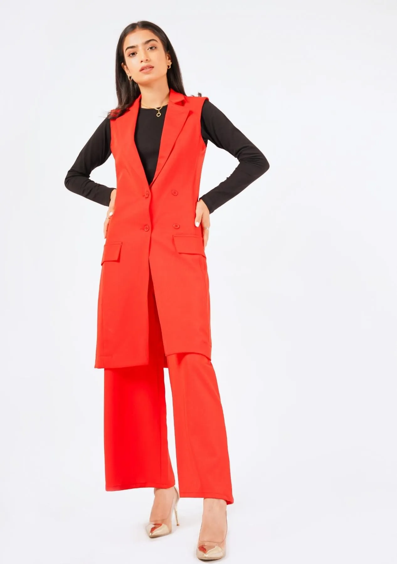 Long Vest - red