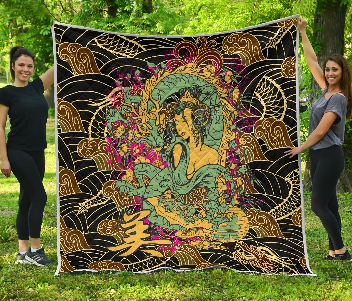 Lucky Dragon Lady Premium Quilt