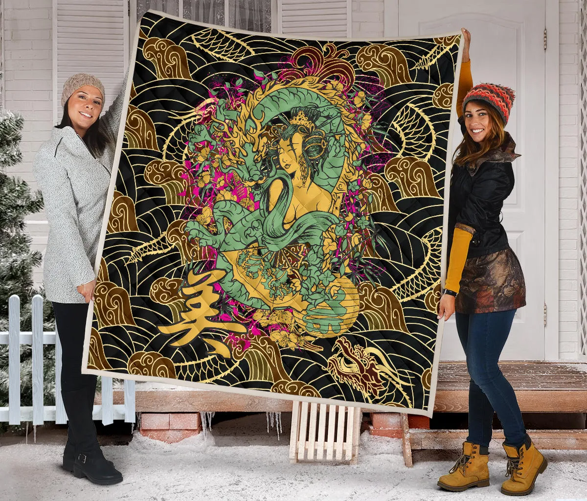 Lucky Dragon Lady Premium Quilt