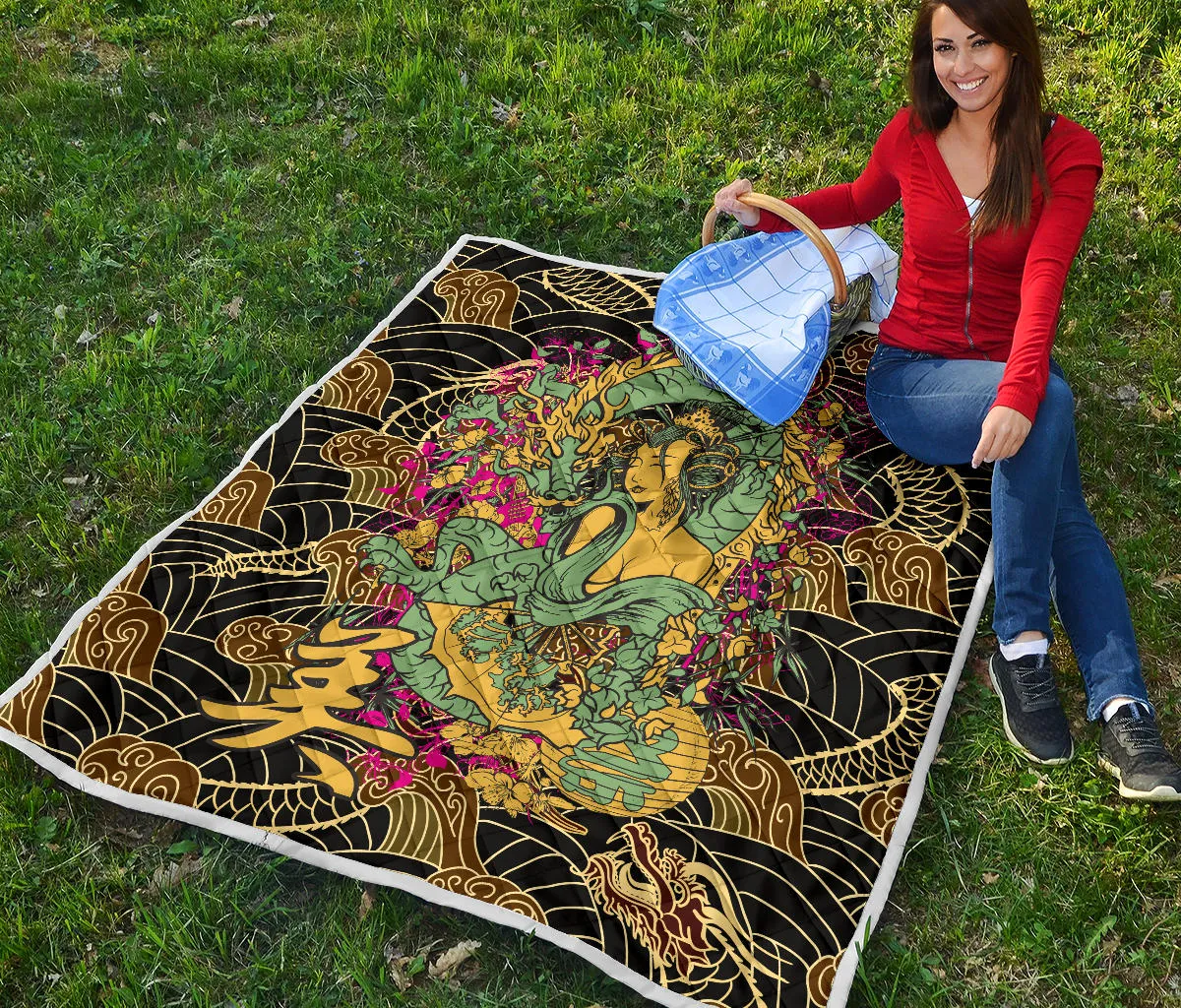 Lucky Dragon Lady Premium Quilt