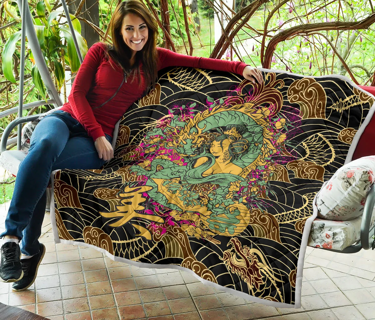 Lucky Dragon Lady Premium Quilt