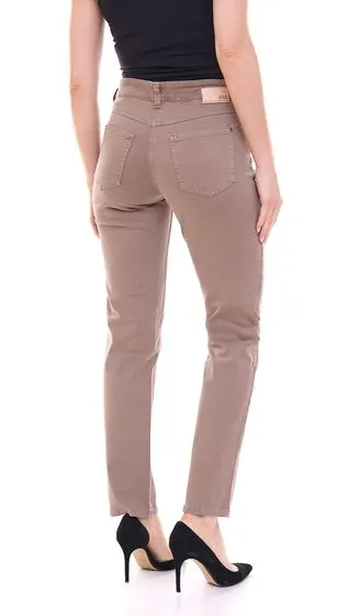 MAC Jeans Angela1 pantalone da donna in cotone con patch logo 34348365 marrone