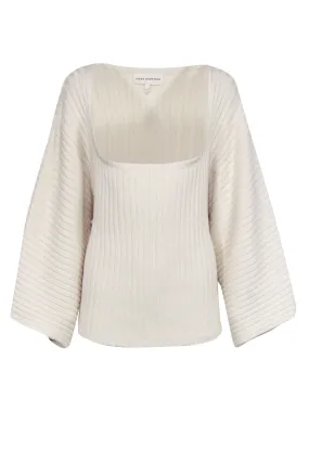 Mara Hoffman - Cream Ribbed Square Neckline Sweater Sz L