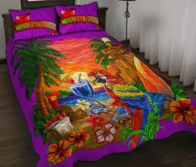 Margaritaville Parrot Beach Sunset Purple Quilt Set