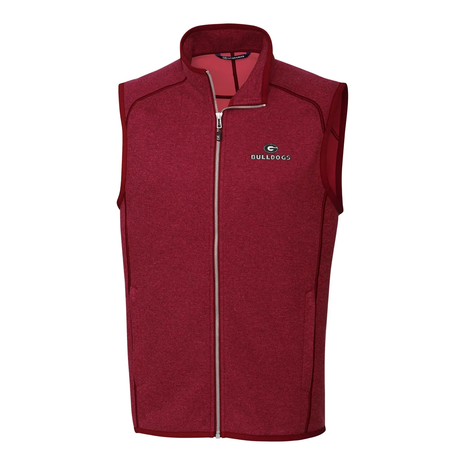 Men's Cutter & Buck Red Georgia Bulldogs Mainsail Full-Zip Vest