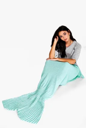 Mixed Mint Green Knitted Mermaid Tail Blanket