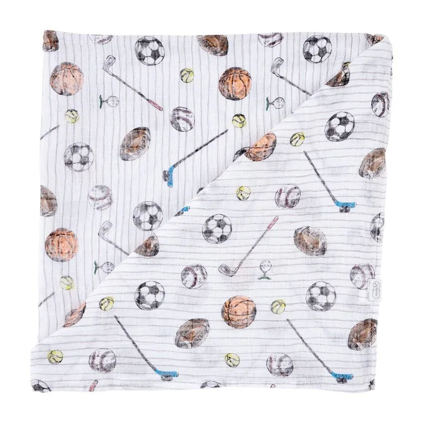 Mud Pie Sports Muslin Swaddle Blanket