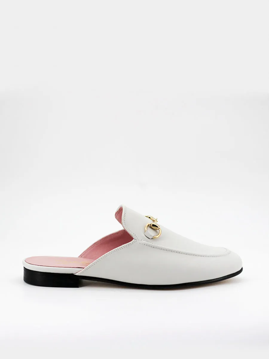 Mules Venecia de piel coy color blanco