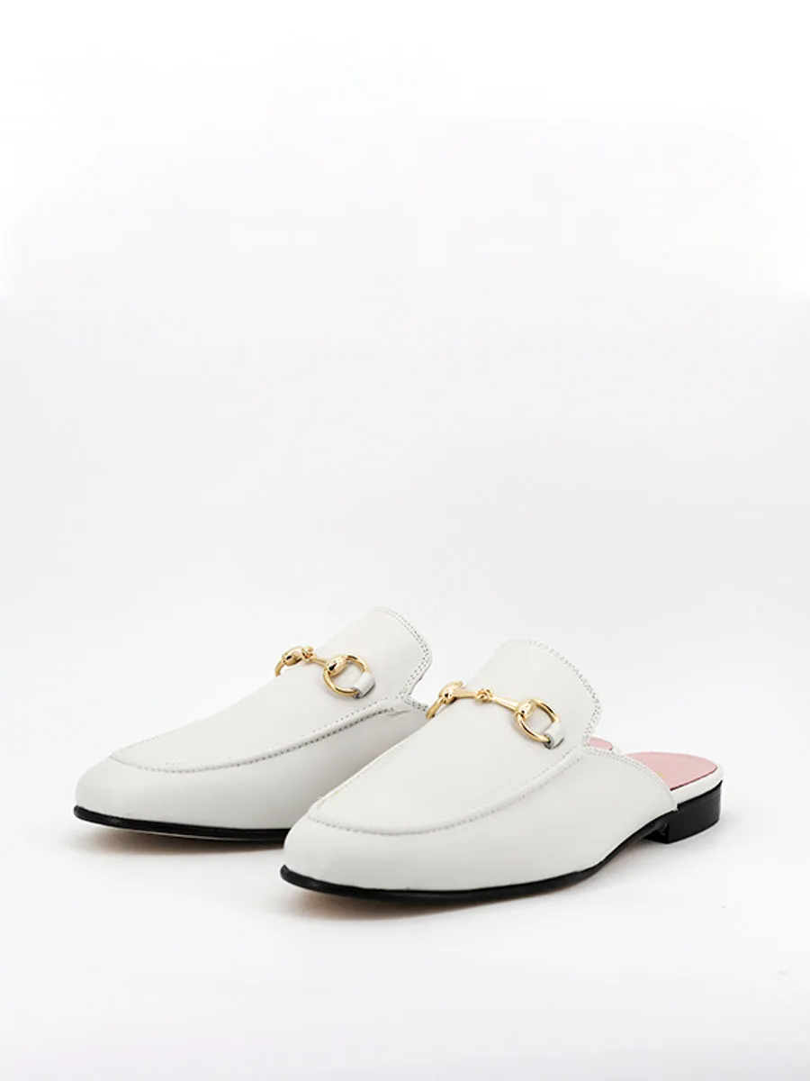 Mules Venecia de piel coy color blanco