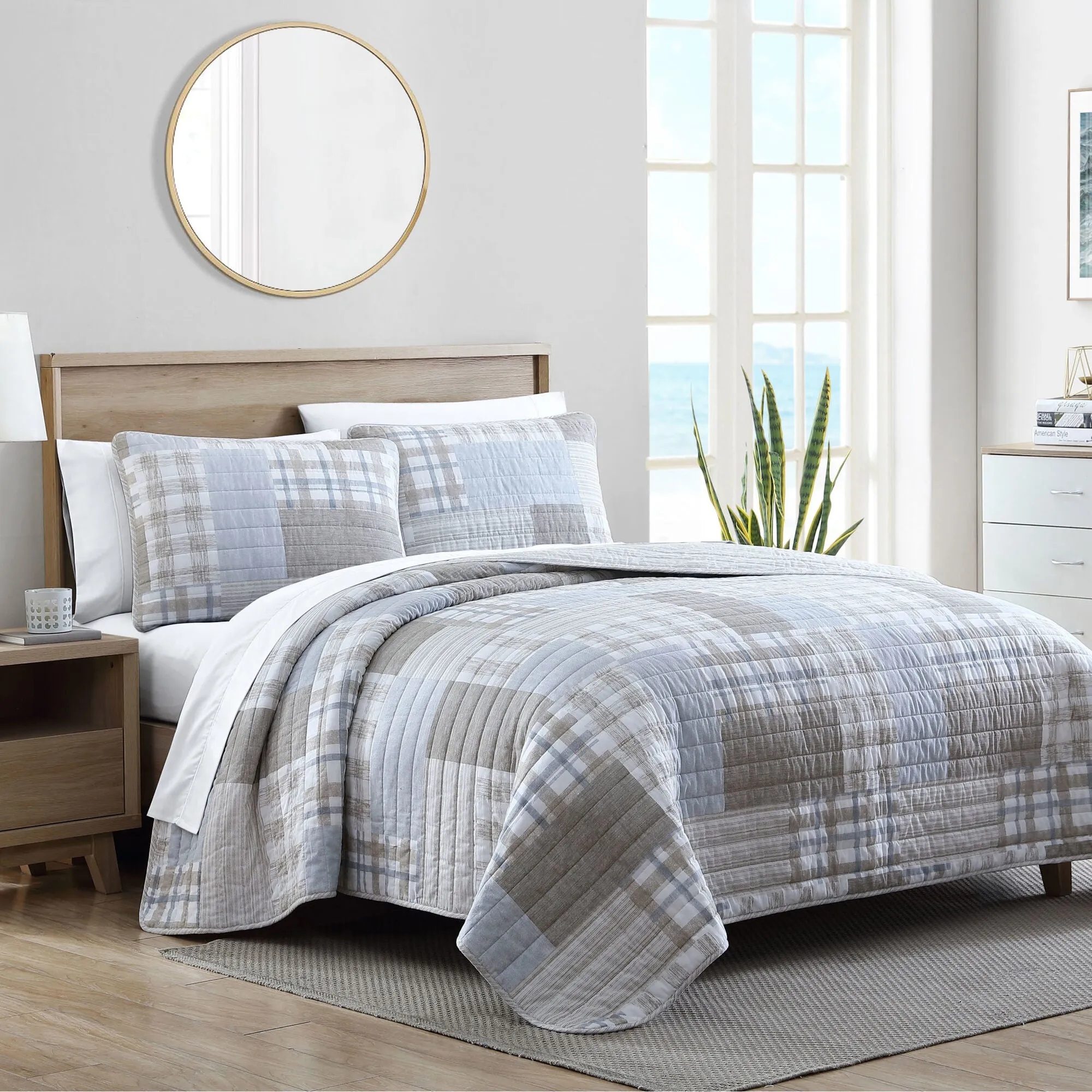 Nautica Clement Beige King Quilt-Sham Set Multi