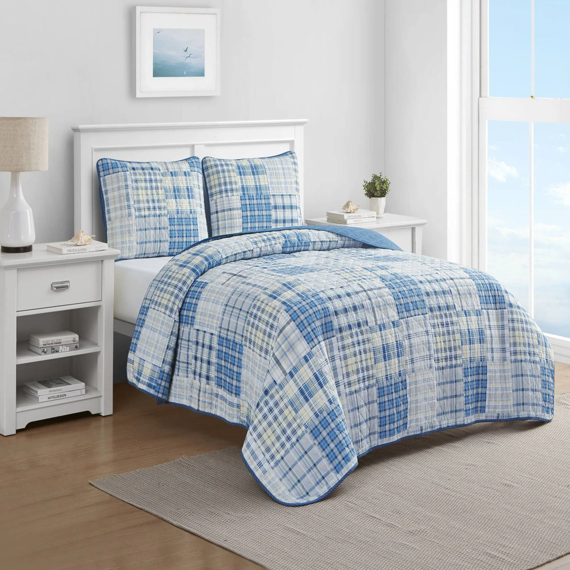 Nautica Raieford Full/queen Reversible Quilt And Sham Set Heather