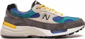 New Balance 992 Grey Blue Teal Yellow low-top sneakers