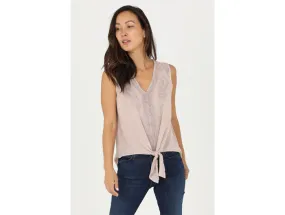 Nostalgia Women's Sleeveless Embroidered Tie Hem Top