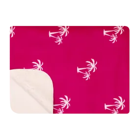 Palm Trees Pink - Luxury Sherpa Fleece Blanket