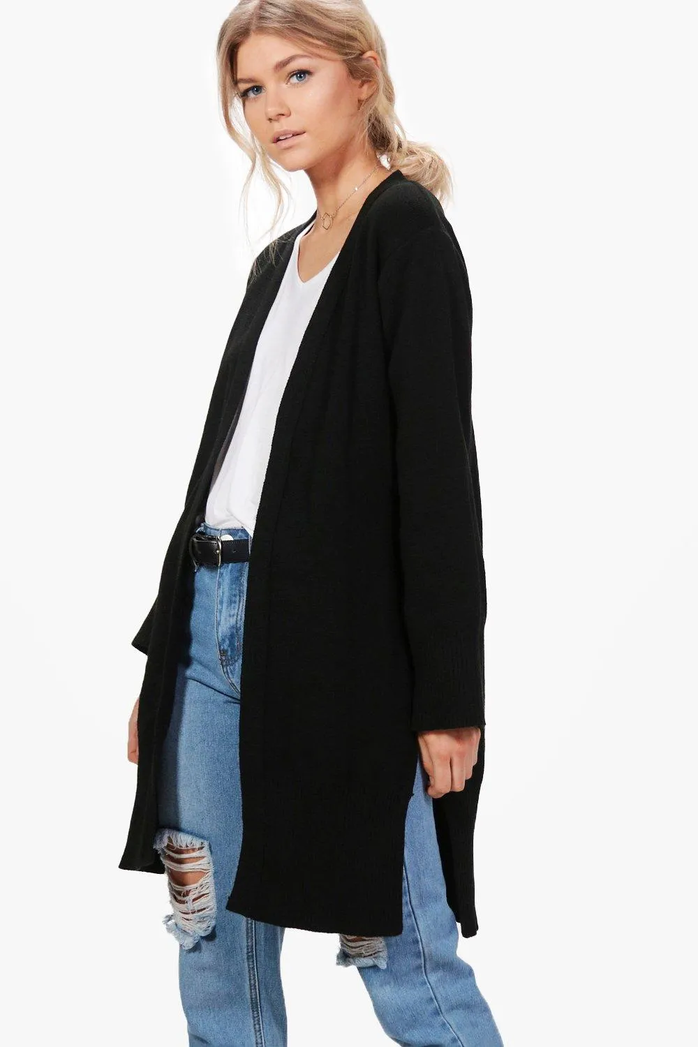 Petite Louise Side Split Boyfriend Cardigan