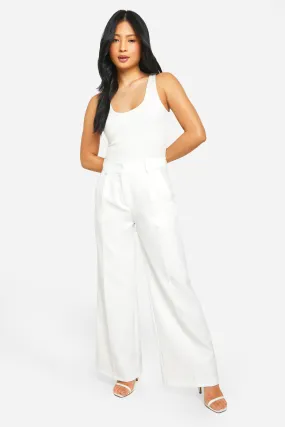 Petite Pleat Front Tailored Wide Leg Pants