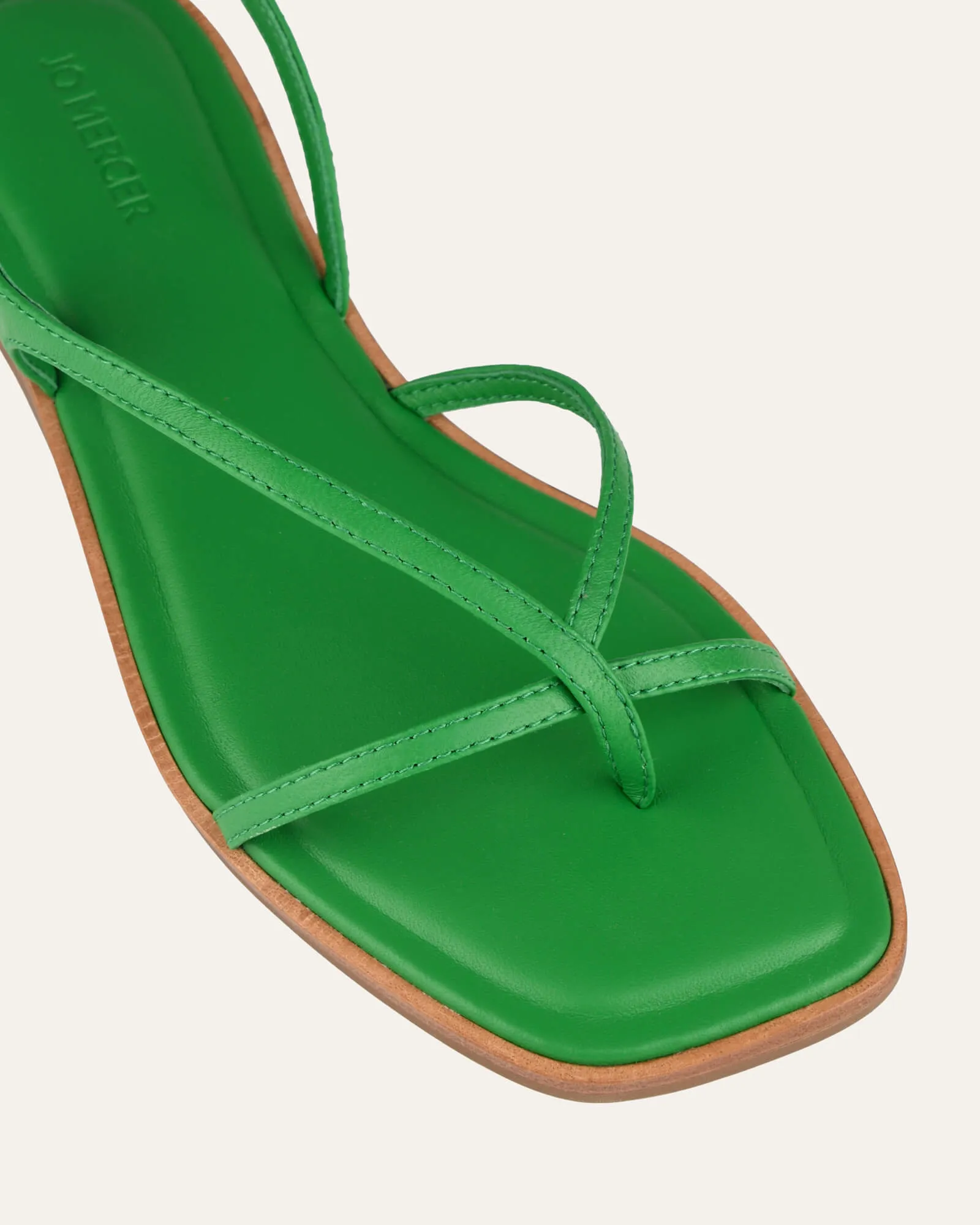 PHOEBE FLAT SANDALS EMERALD GREEN LEATHER