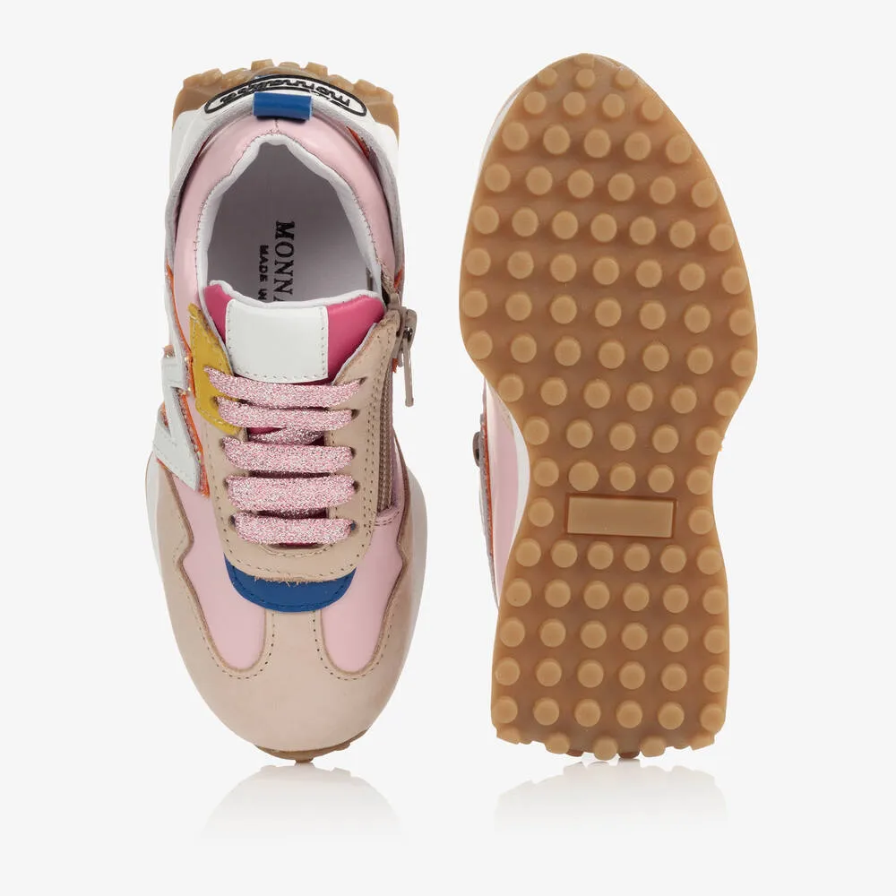 Pink & Beige Leather Trainers