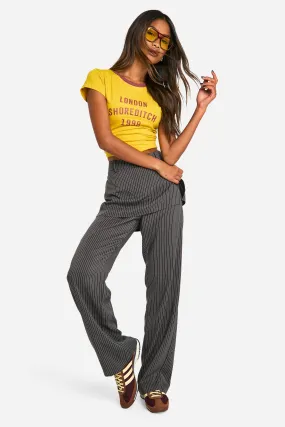 Pinstripe Straight Leg Skirt Pants