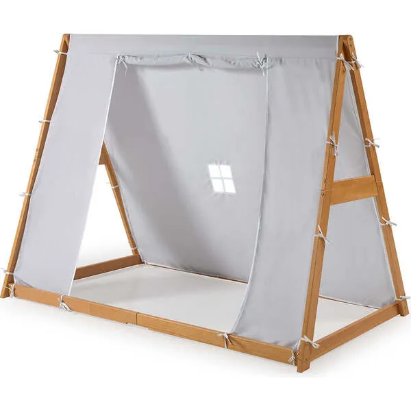 P'kolino Play Tent Twin Bed, Natural Frame/Grey Tent