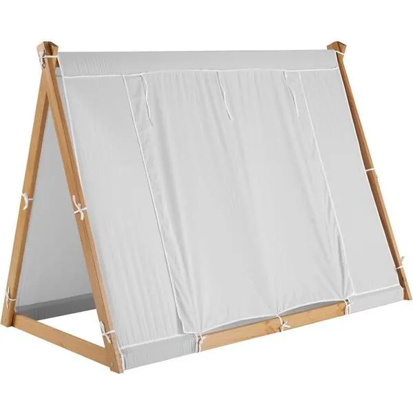 P'kolino Play Tent Twin Bed, Natural Frame/Grey Tent