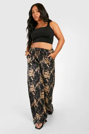 Plus Abstract Print Wide Leg Pants