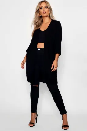 Plus Cocoon Oversized Rib Knit Cardigan