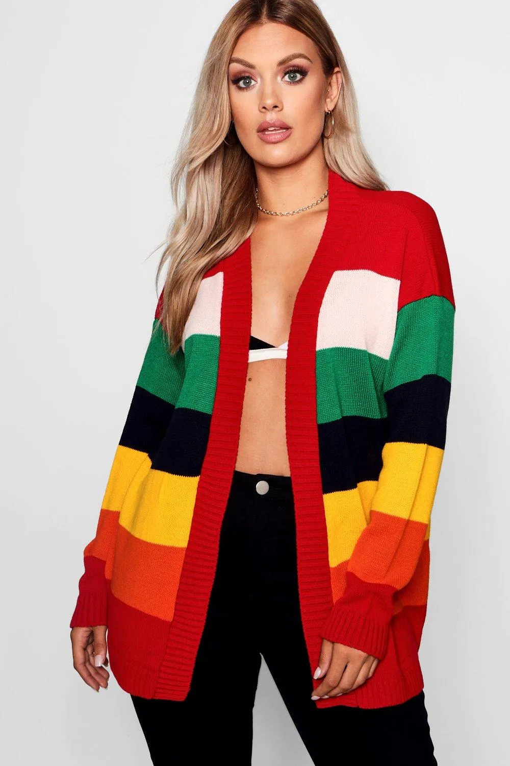 Plus Lucy Rainbow Stripe Cardigan