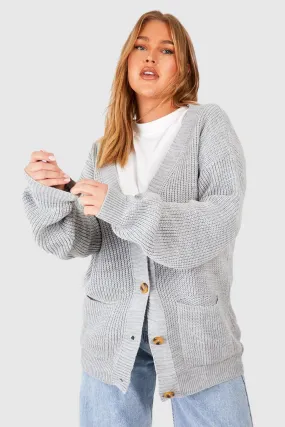 Plus Oversized Button Through Cardigan