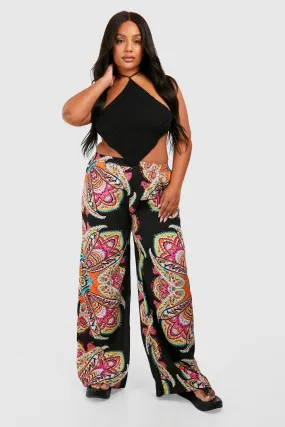 Plus Paisley Wide Leg Pants