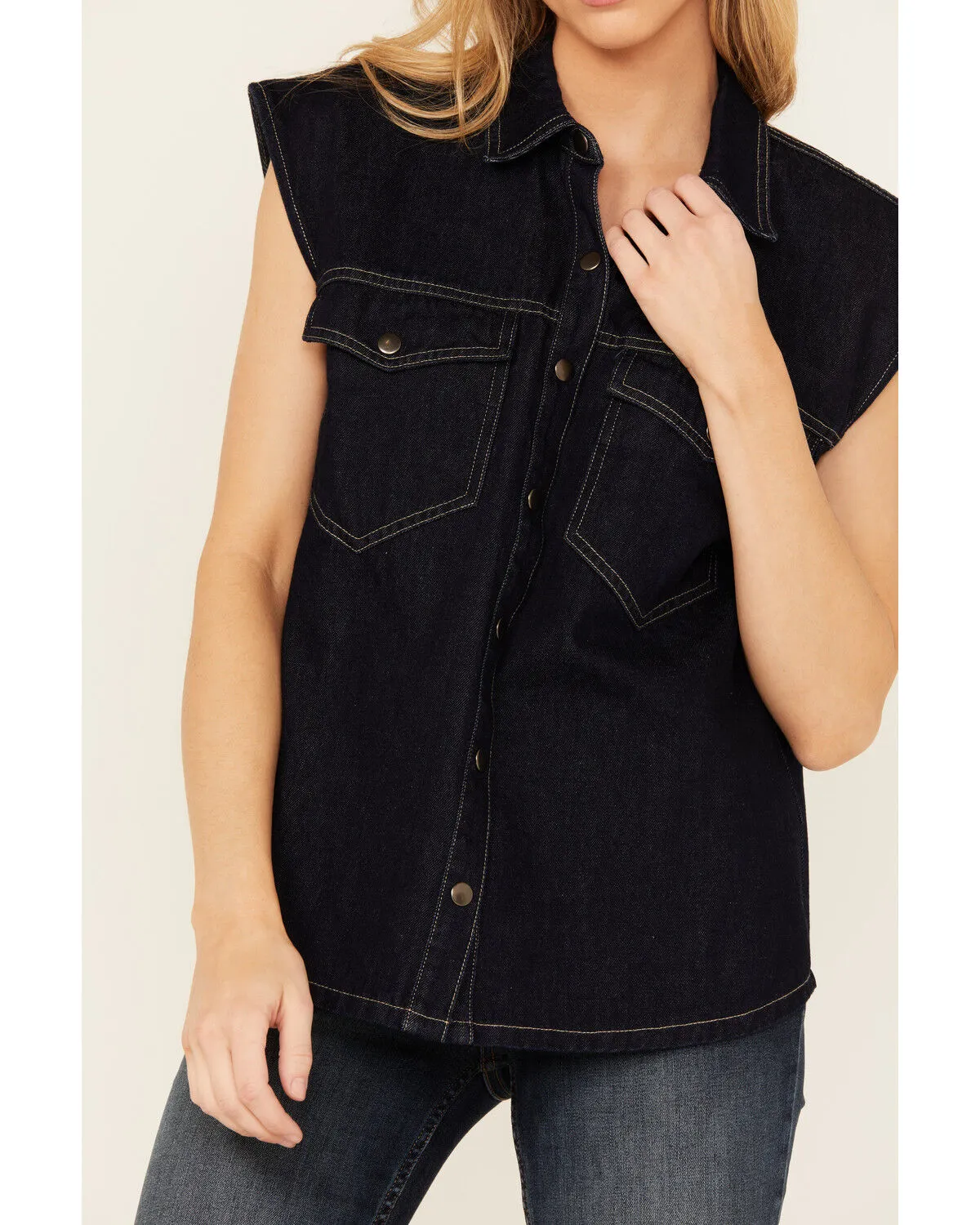 Product Name:  Flying Tomato Women's Dark Wash Denim Vest