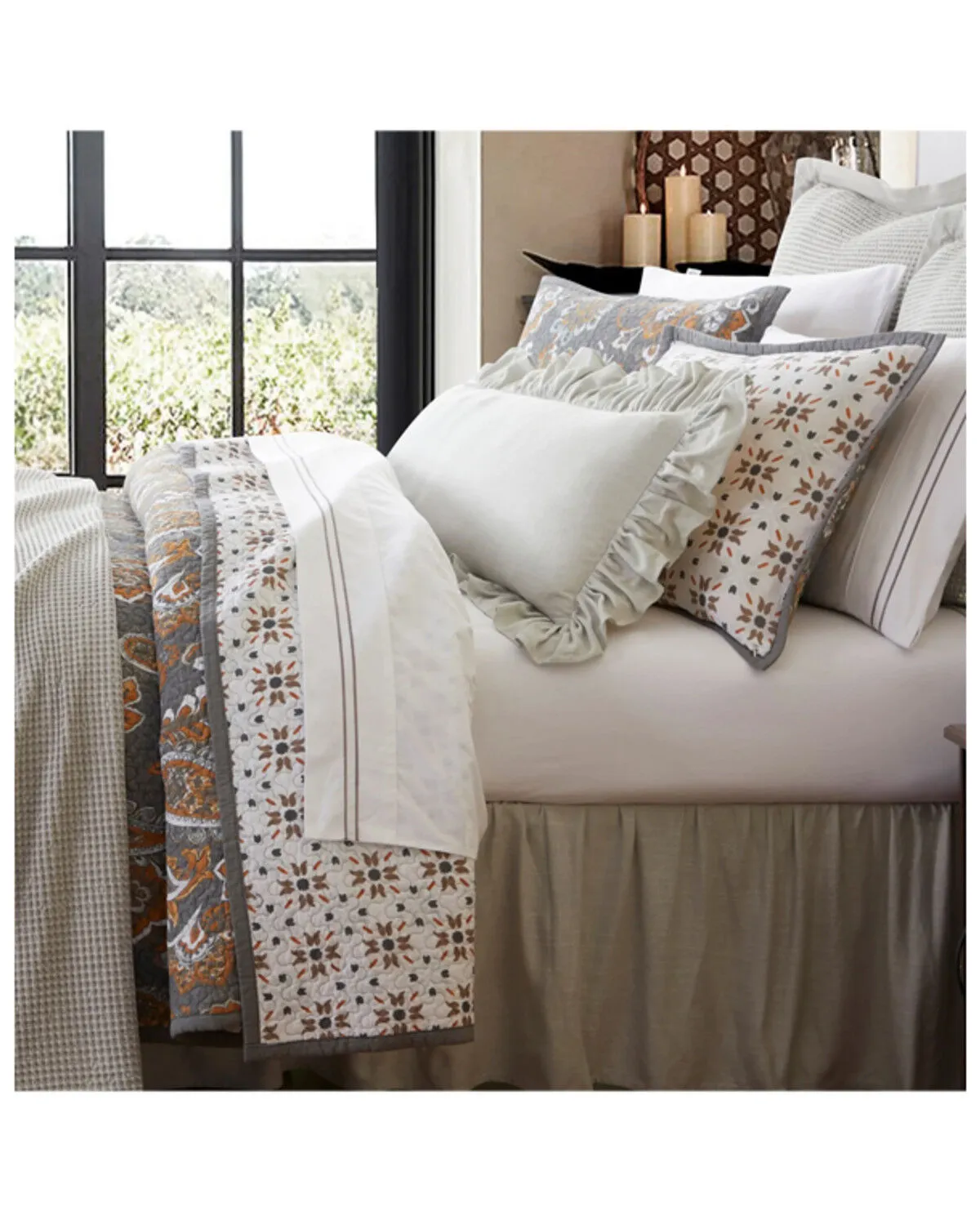 Product Name:  HiEnd Accents Gray Abbie Western Paisley Reversible 2-Piece King Quilt Set